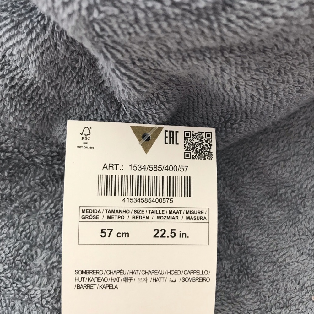 Zara Cotton Linen Blend Terry Bucket Hat - Blue - Picture 6 of 6